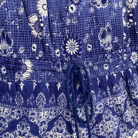 Anthropologie RAGA Off Shoulder‎ Boho Pompom Romper Blue XS - Picture 8 of 13